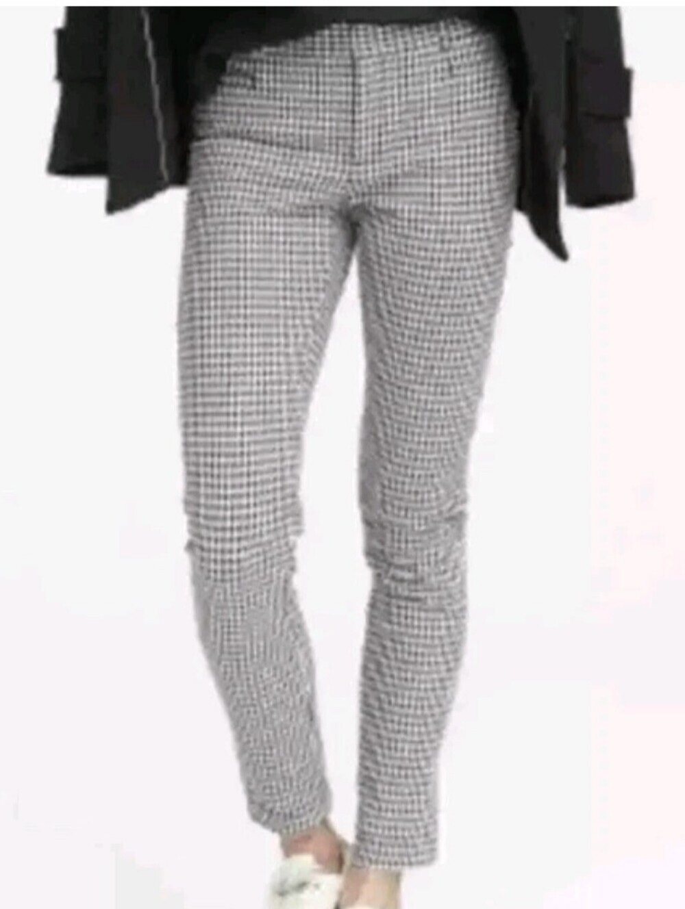 Banana Republic Madmen Pants Womans Size 4 Black White Houndstooth Plaid Ankle
